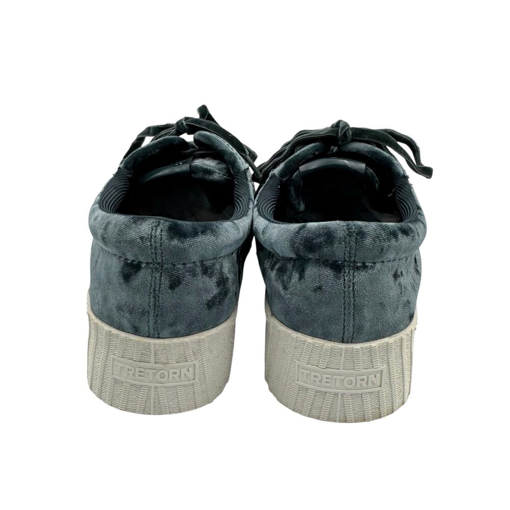 Tretorn Nylite 4 Bold Teal Blue Crushed Velvet Lace Up Platform Fashion Sneakers - Picture 7 of 11